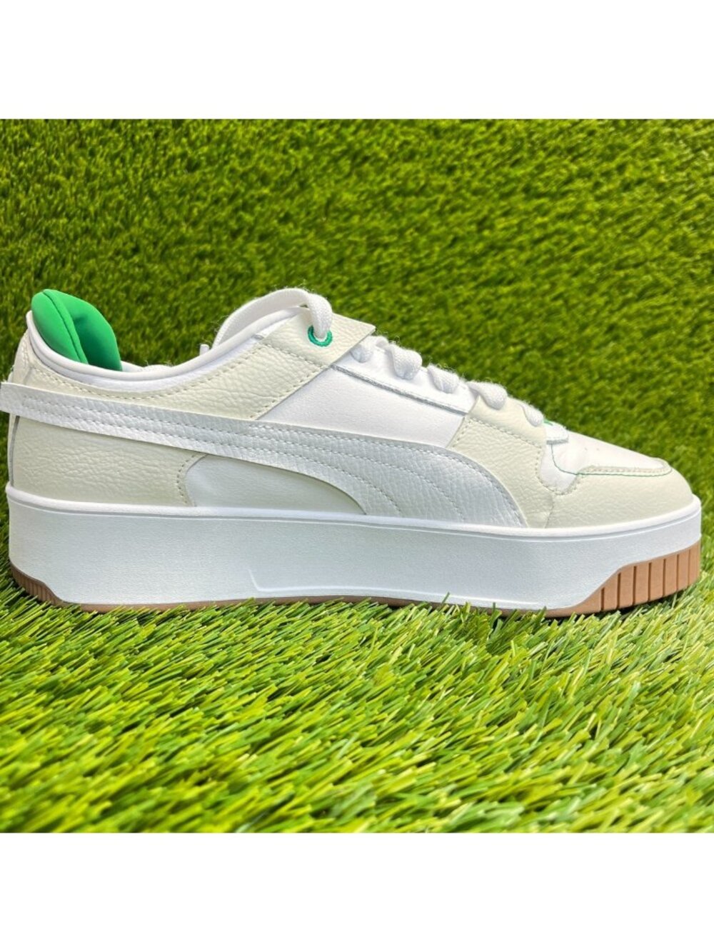 Puma Carina Street VTG Womens Size 10 White Gum Athletic Leather Shoes Sneakers - Picture 4 of 10